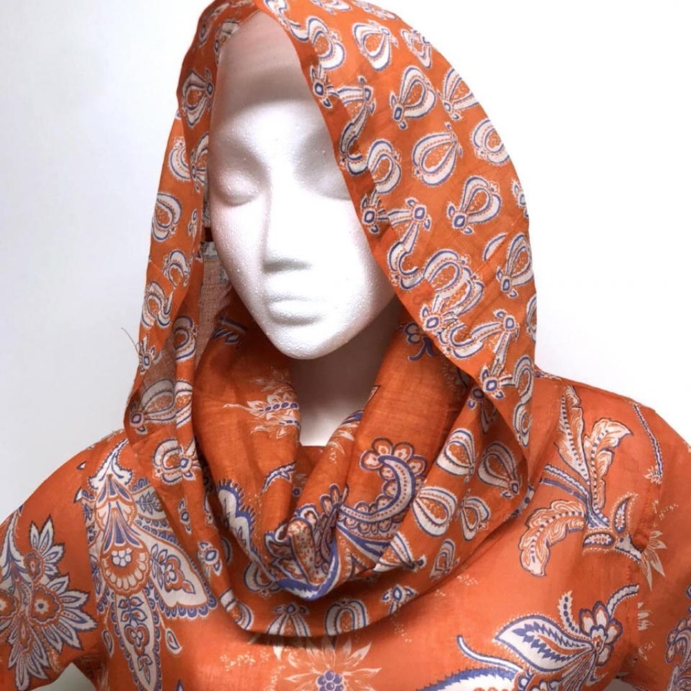 GRETCHEN SCOTT Cotton Tunic Top HUGE COWL / HOOD M - Picture 2 of 8